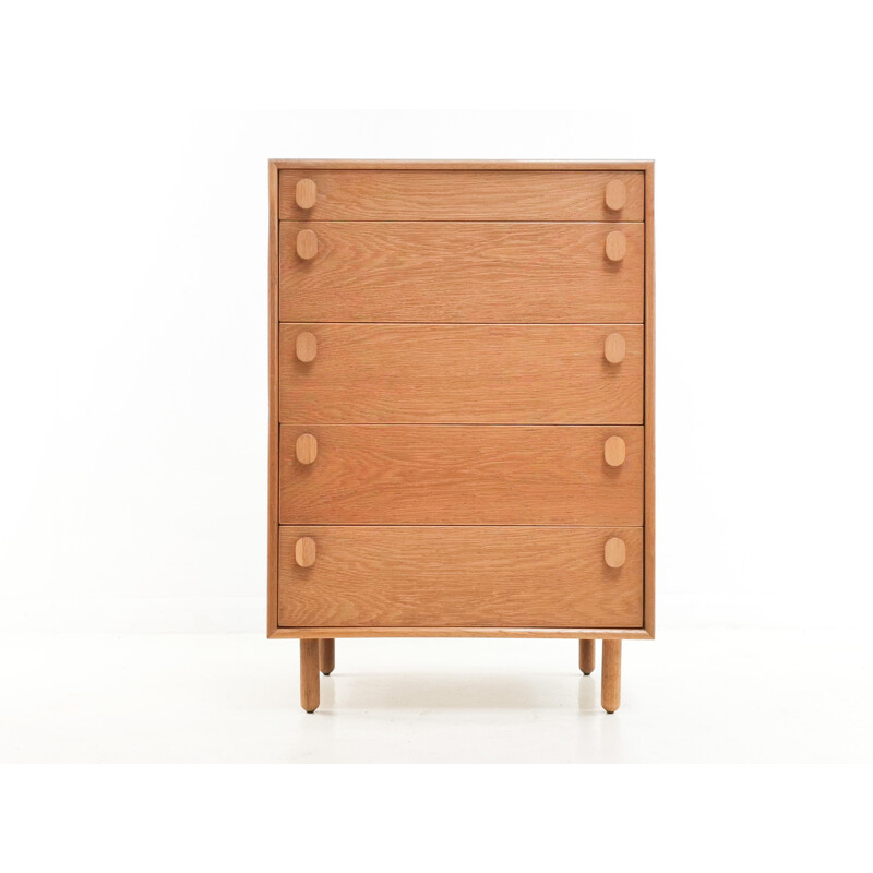 Vintage Blonde Oak Mid Century Chest of drawers by Meredew British