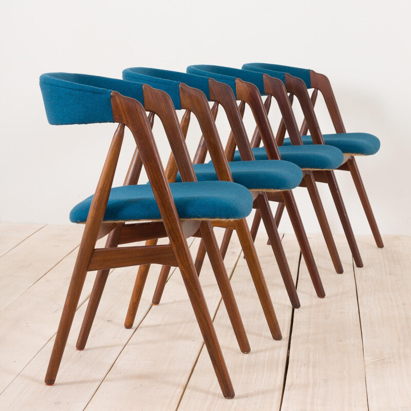 Set of 4 mid-century danish teak dining chairs by Th. Harlev 1950s