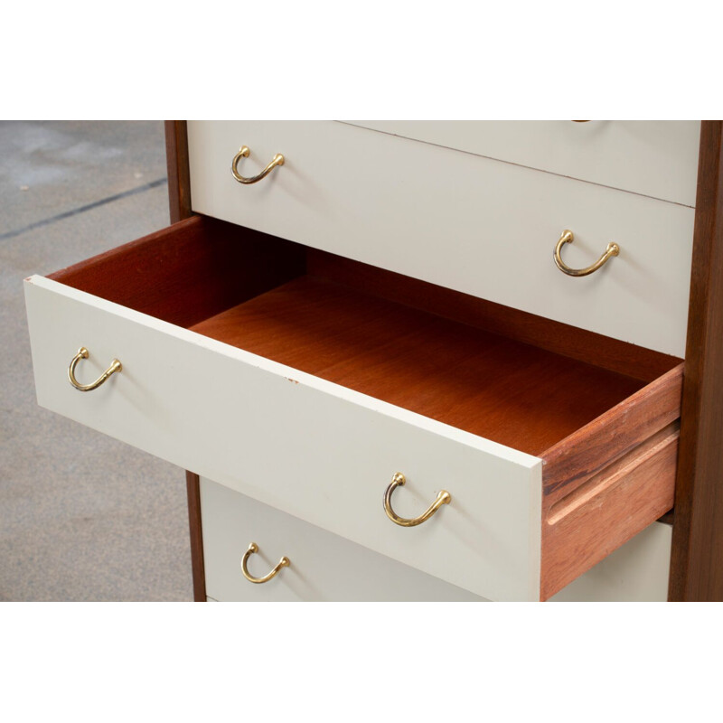 Vintage Teak and  Brass Chest of Drawers Scandinavian