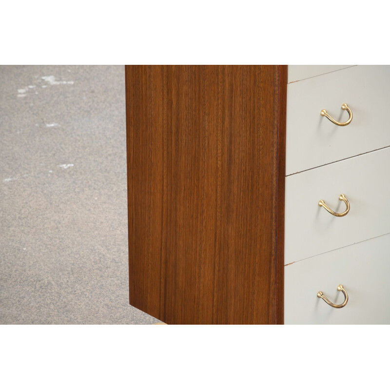 Vintage Teak and  Brass Chest of Drawers Scandinavian