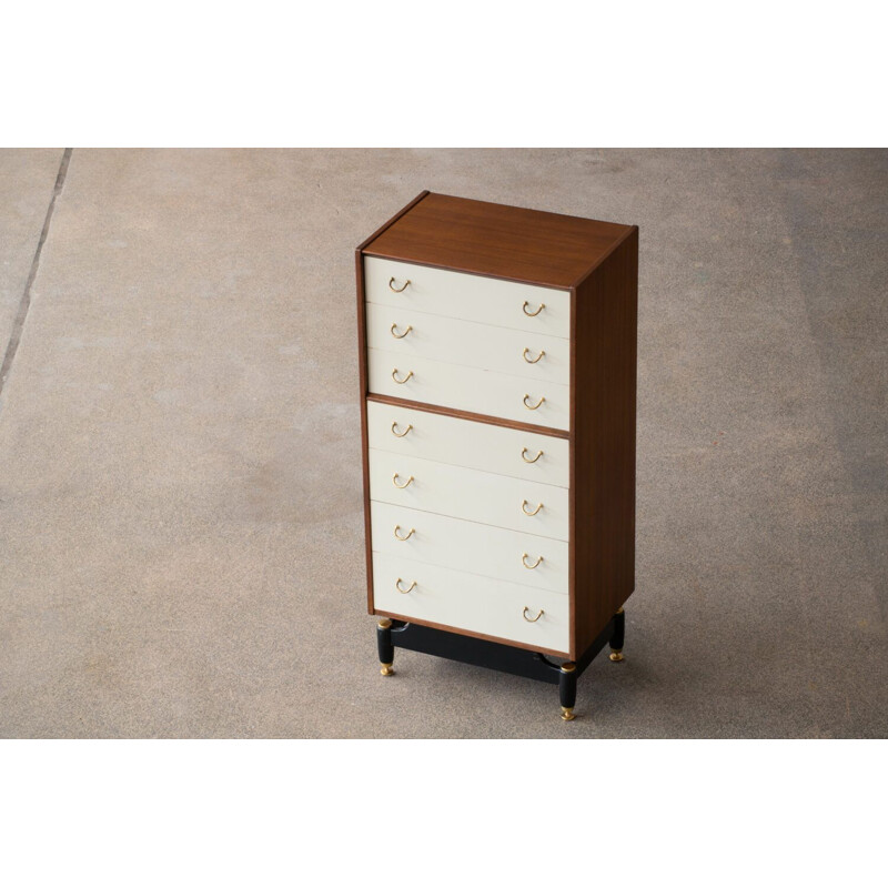 Vintage Teak and  Brass Chest of Drawers Scandinavian