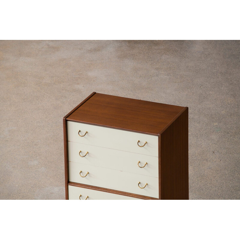 Vintage Teak and  Brass Chest of Drawers Scandinavian