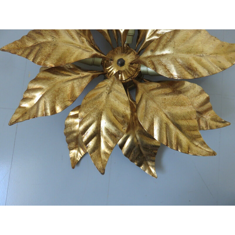 Pair of  "'Gold Leaf" vintage flower sconces  1970