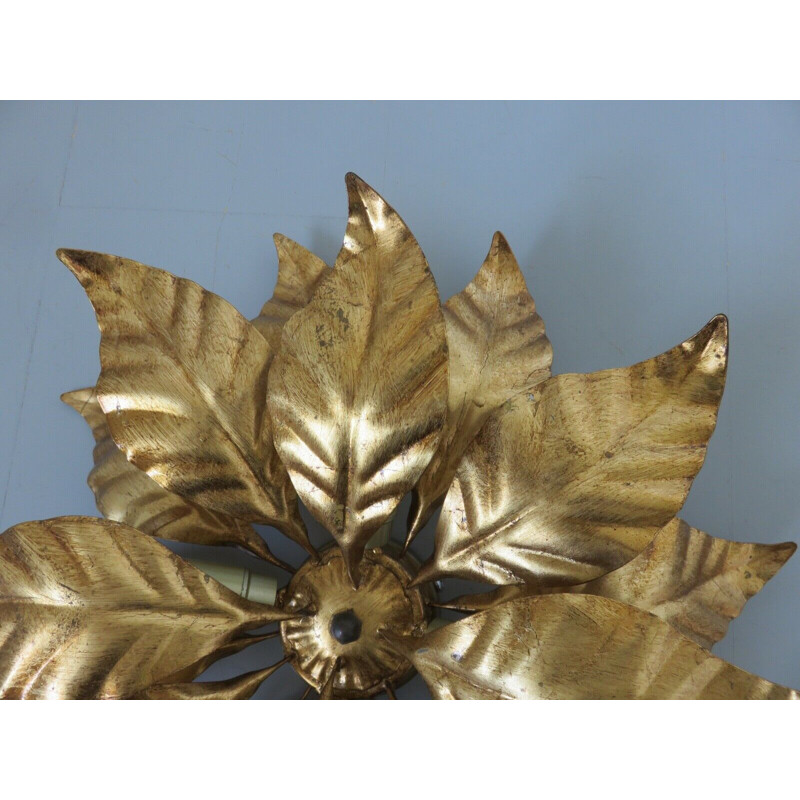 Pair of  "'Gold Leaf" vintage flower sconces  1970