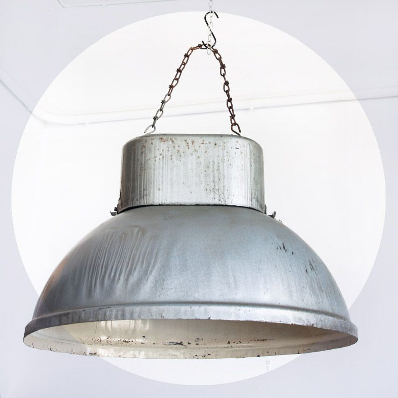 Vintage industrial ceiling lamp of iron, Poland, 1960