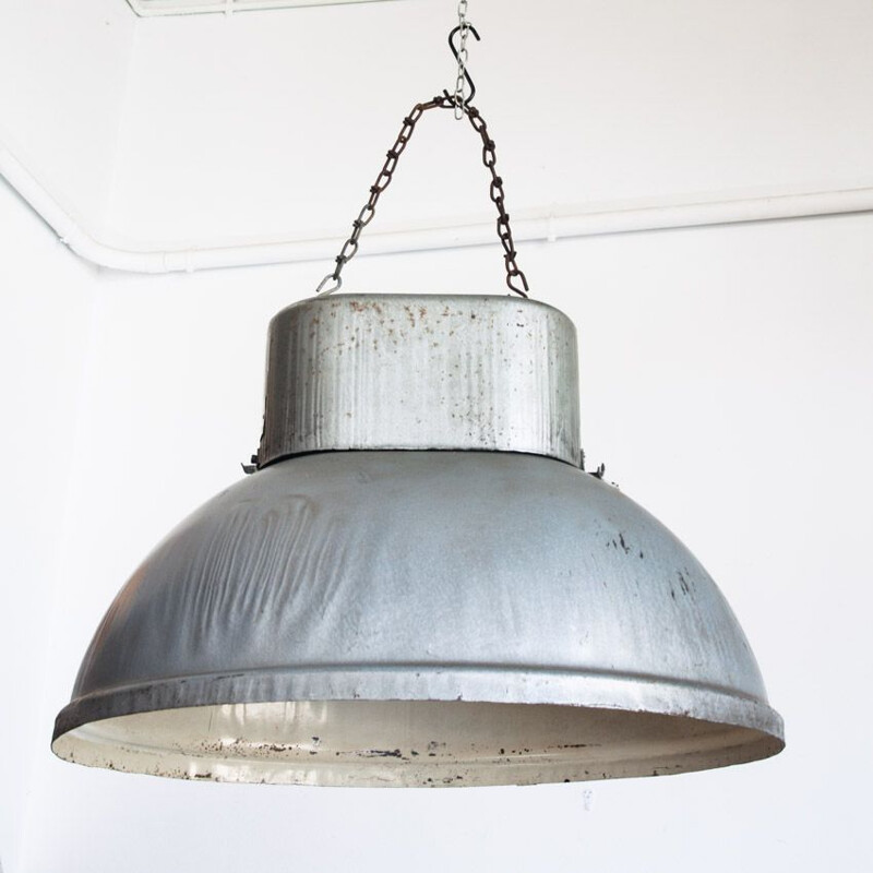 Vintage industrial ceiling lamp of iron, Poland, 1960
