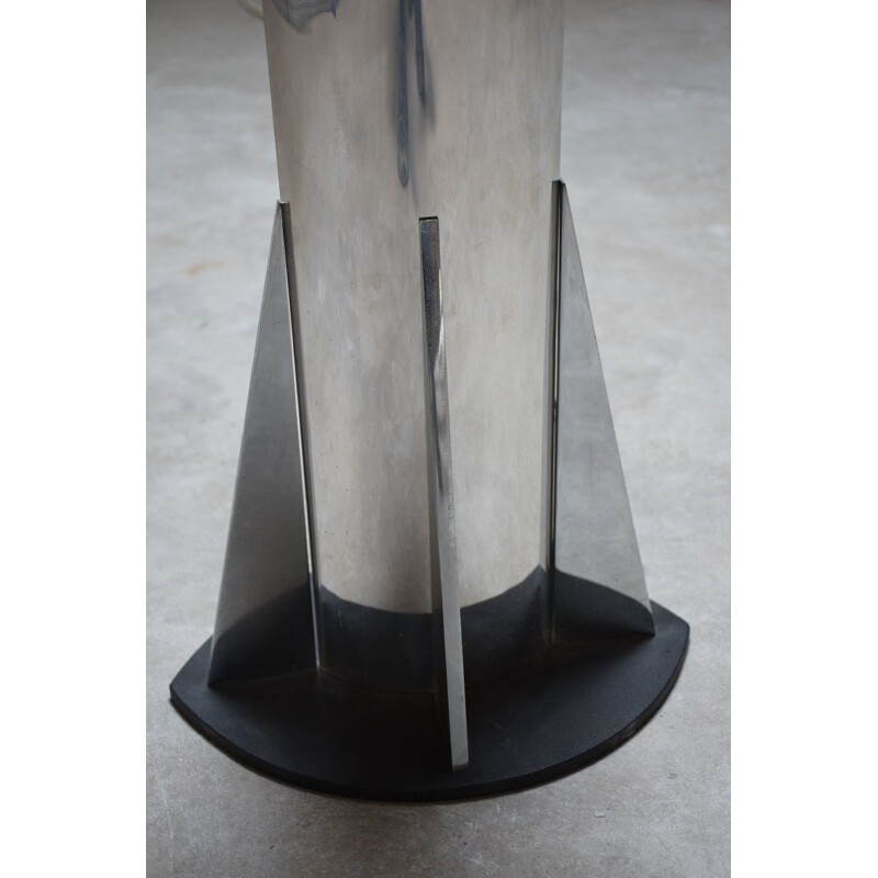 Lámpara de pie vintage en chapa de acero epoxi negro de Yonel Lebovici, 1981