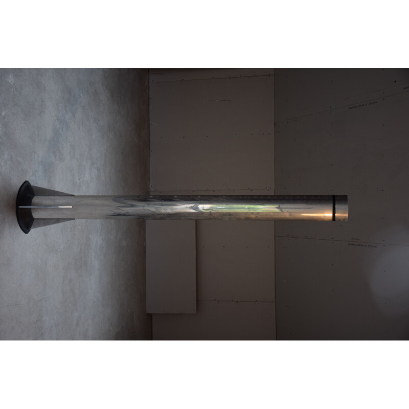 Lámpara de pie vintage en chapa de acero epoxi negro de Yonel Lebovici, 1981