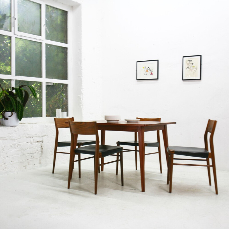 Set of 4 mid-century chairs in leather, Georg LEOWALD - 1970s