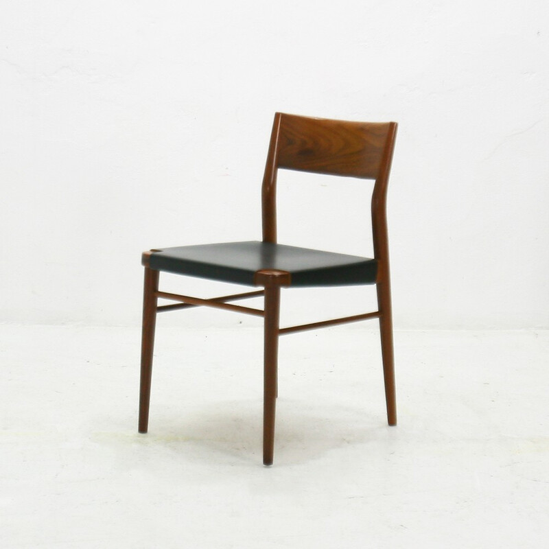 Set of 4 mid-century chairs in leather, Georg LEOWALD - 1970s