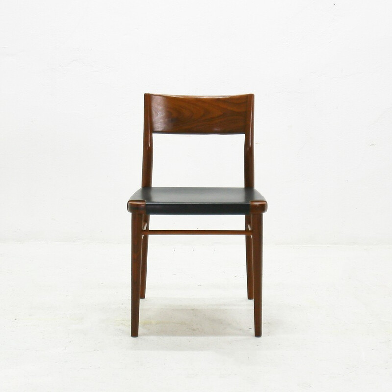 Set of 4 mid-century chairs in leather, Georg LEOWALD - 1970s