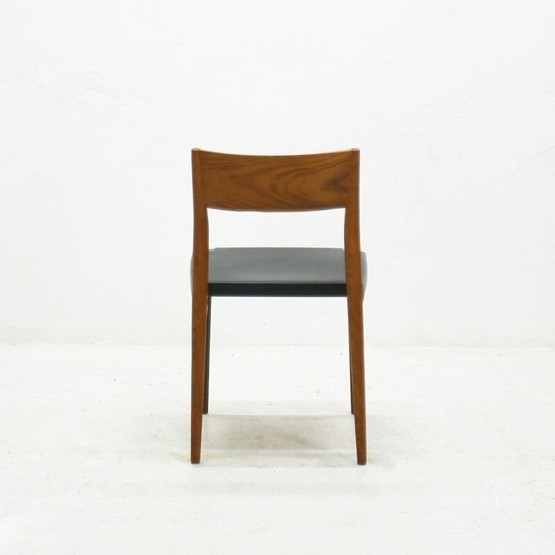 Set of 4 mid-century chairs in leather, Georg LEOWALD - 1970s