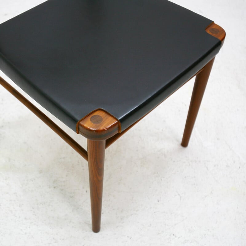 Set of 4 mid-century chairs in leather, Georg LEOWALD - 1970s