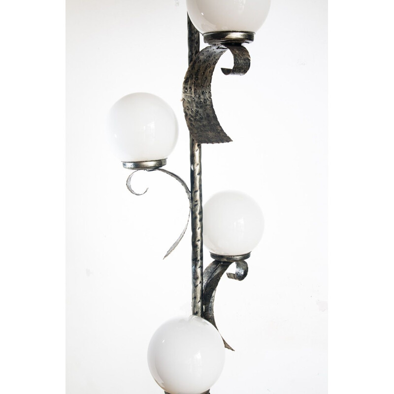 Vintage floor lamp 4 globes Iron aged Spain, 1970