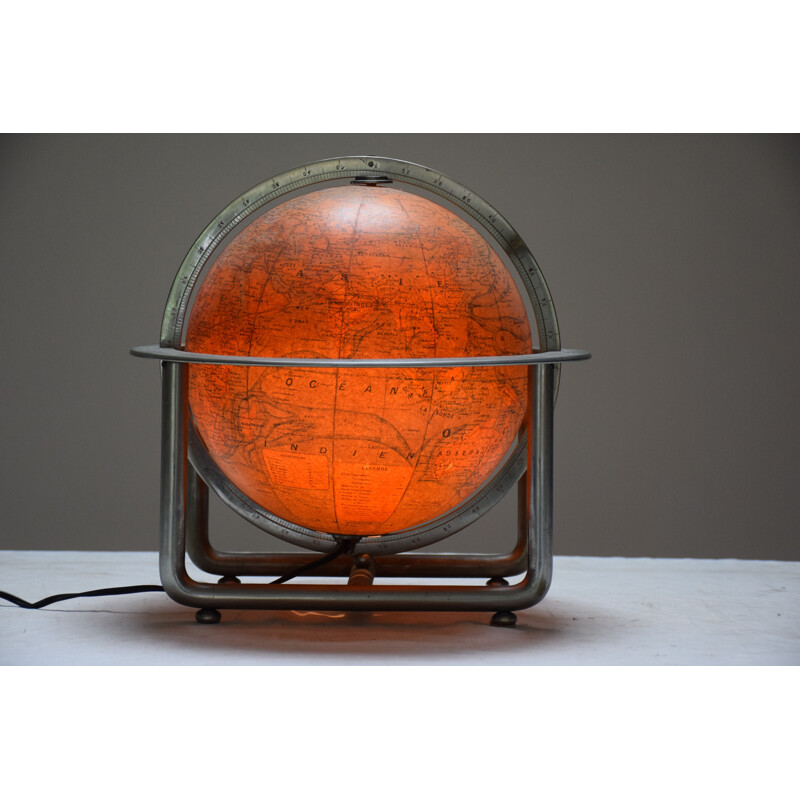 Vintage luminous glass globe attributed to Jacques Adnet 1930