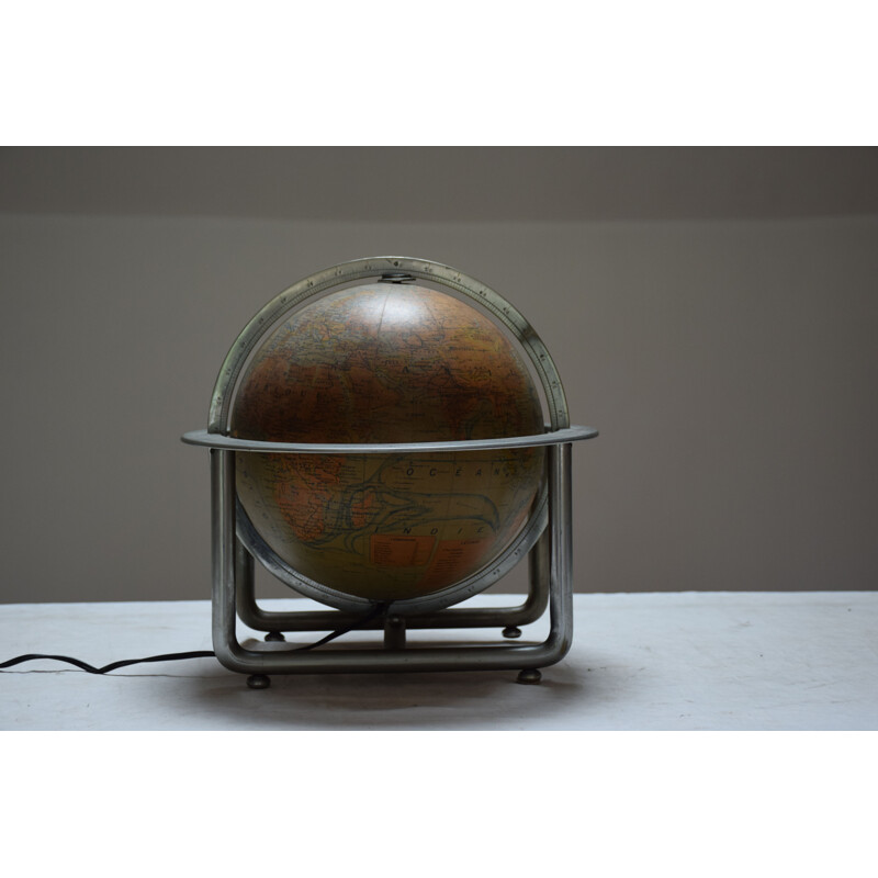Vintage luminous glass globe attributed to Jacques Adnet 1930
