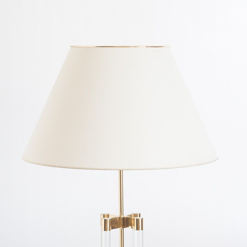 Vintage methacrylate and gold metal table lamp, Spain 1980