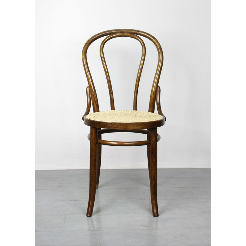 Vintage N 18 bruine stoel van Michael Thonet, 1 van 3