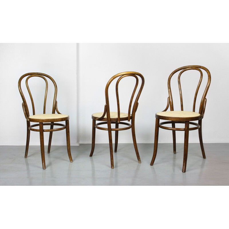 Set of 3 vintage N18 Brown Chair by Michael Thonet