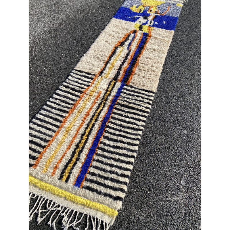 Vintage Berber carpet azilal corridor