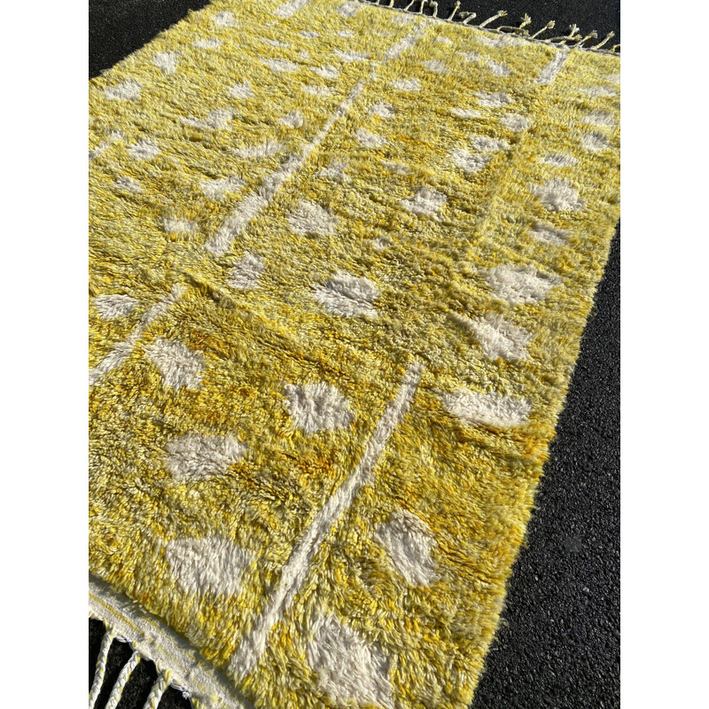 Vintage carpet Beni Ouarain yellow Berber