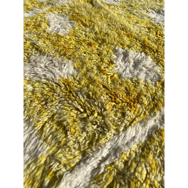 Tapis vintage berbere Beni Ouarain jaune