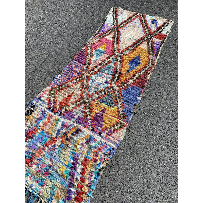 Vintage Berber Boucherouite carpet