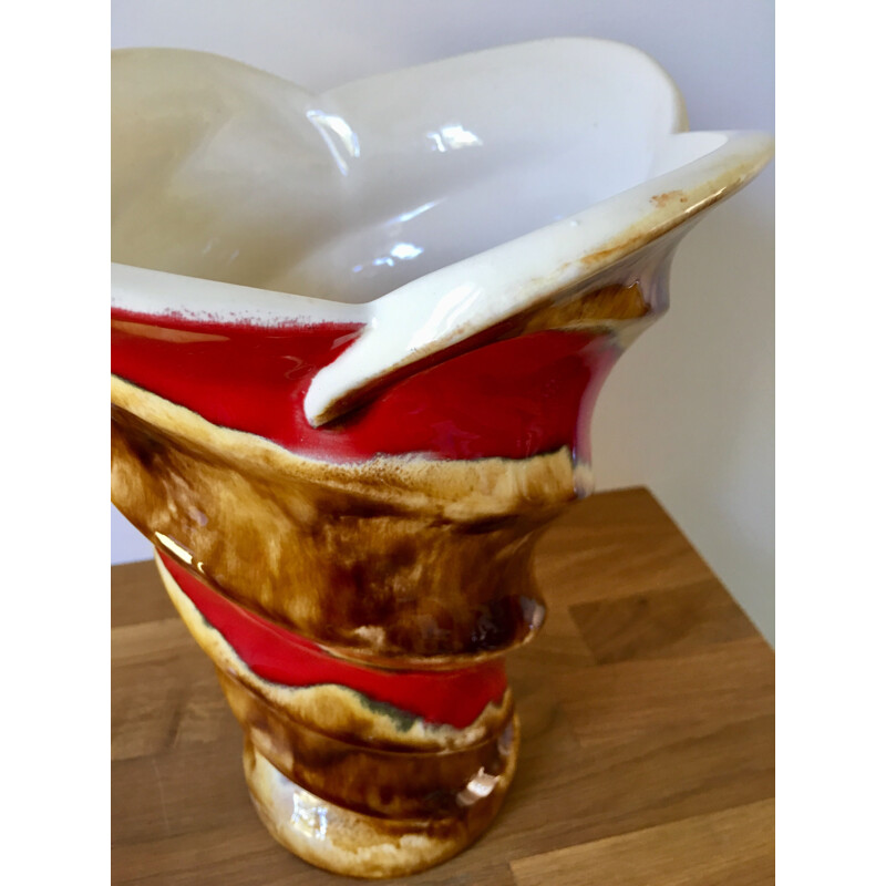 Large Vintage Baudn Enamelled Ceramic Vase