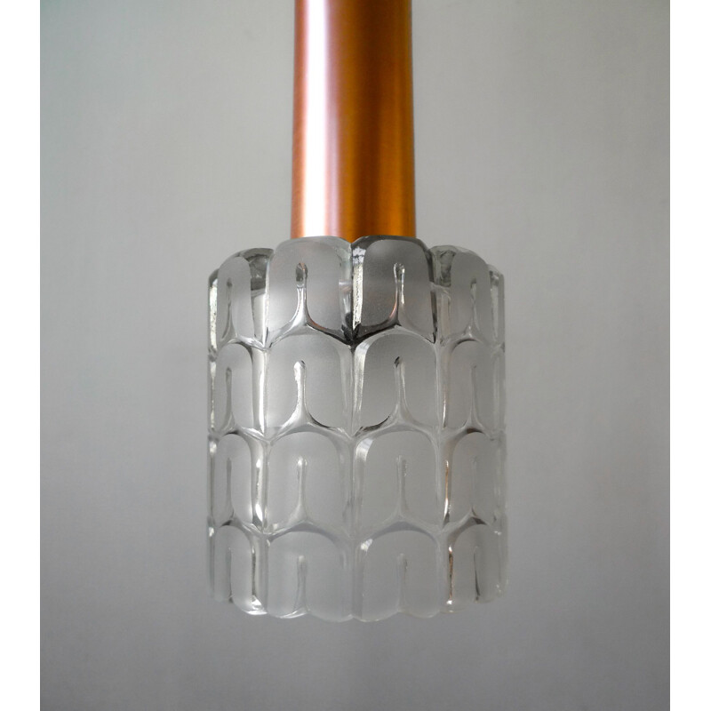 Mid Century Doria Leuchten Copper & Glass Pendant Light, 1960s