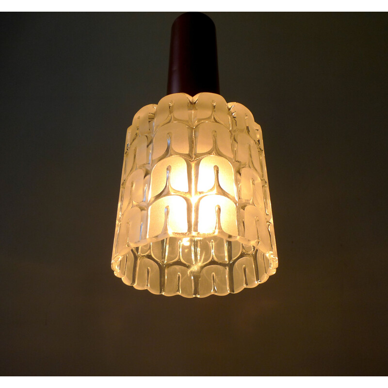 Mid Century Doria Leuchten Copper & Glass Pendant Light, 1960s