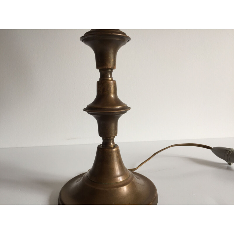 Vintage geometrical brass and velvet geometric lamp