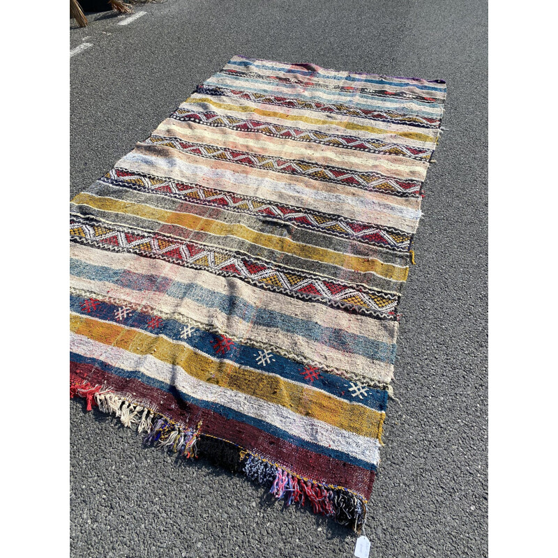 Vintage Berber Boucherouite tapijt
