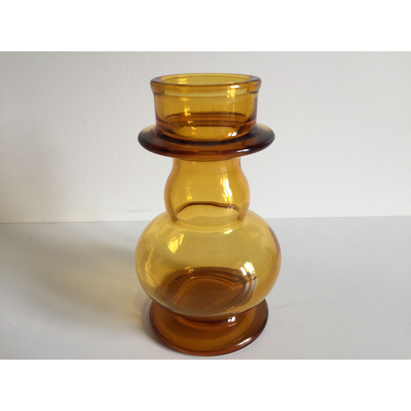 Vintage Orange Moulded Glass Vase