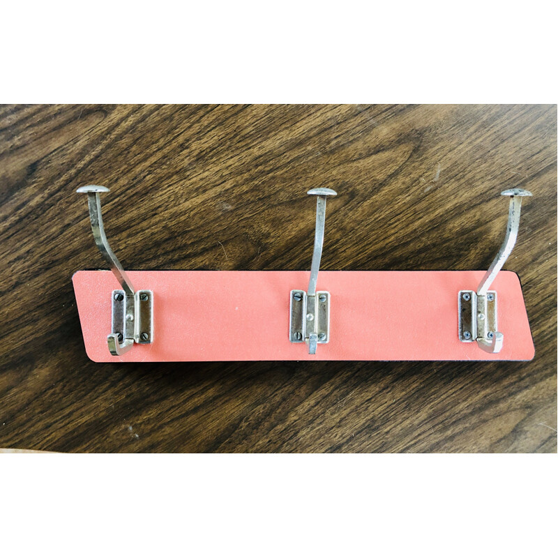 Vintage coat and hat rack in pink formica, 1950