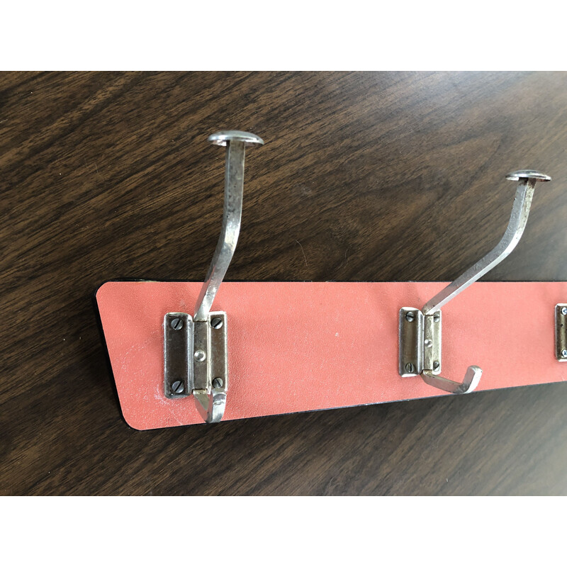 Vintage coat and hat rack in pink formica, 1950