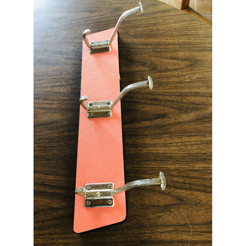 Vintage coat and hat rack in pink formica, 1950