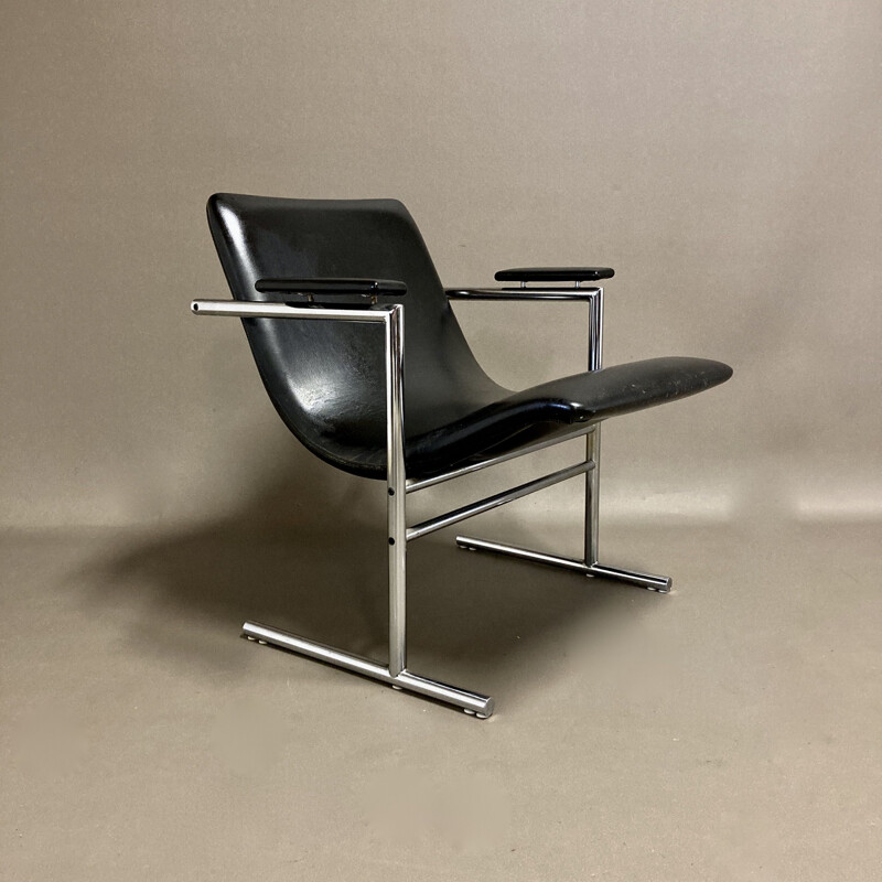 Vintage leather and chrome armchair 1960