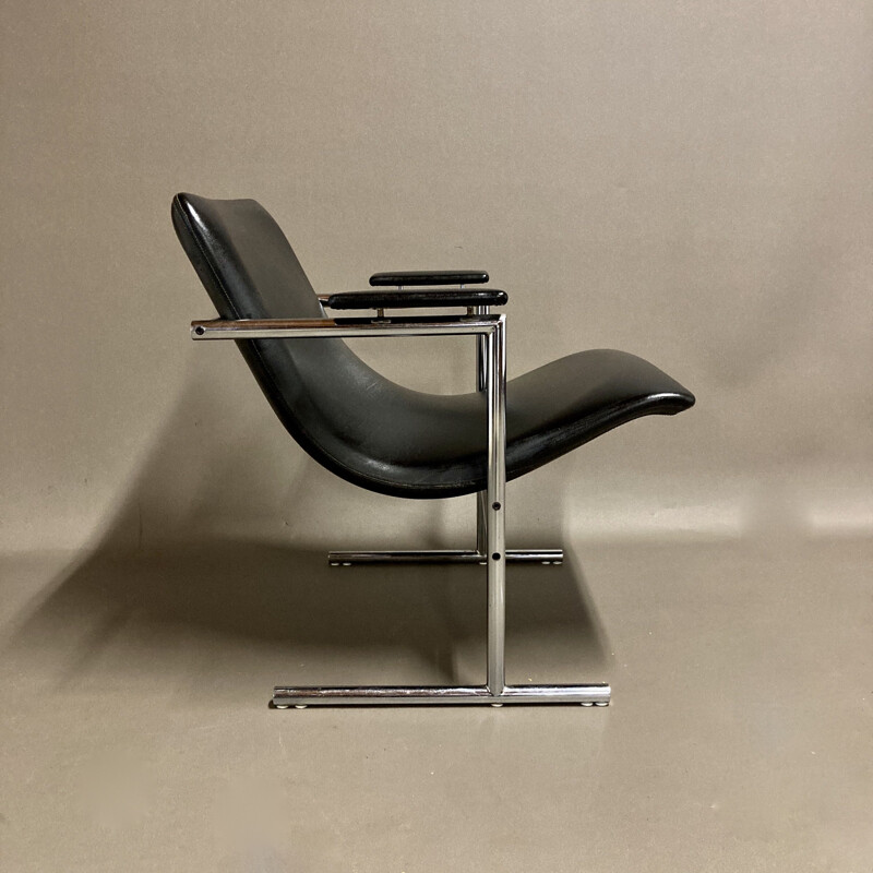 Vintage leather and chrome armchair 1960