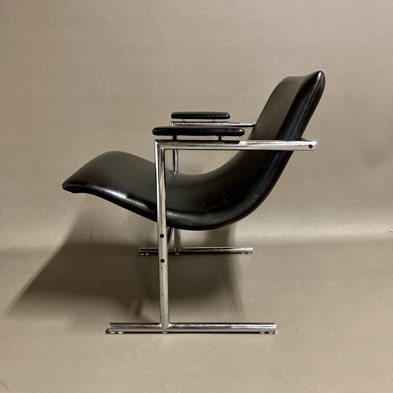 Vintage leather and chrome armchair 1960