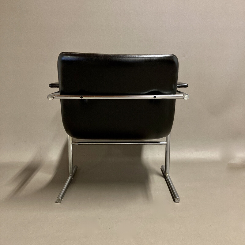 Vintage leather and chrome armchair 1960