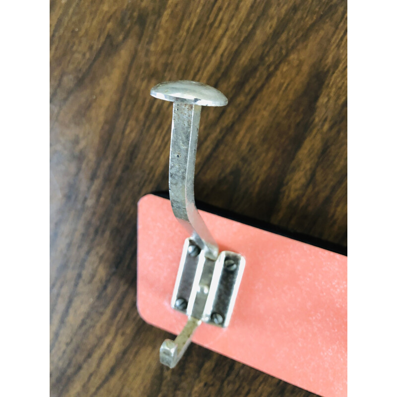 Vintage coat and hat rack in pink formica, 1950