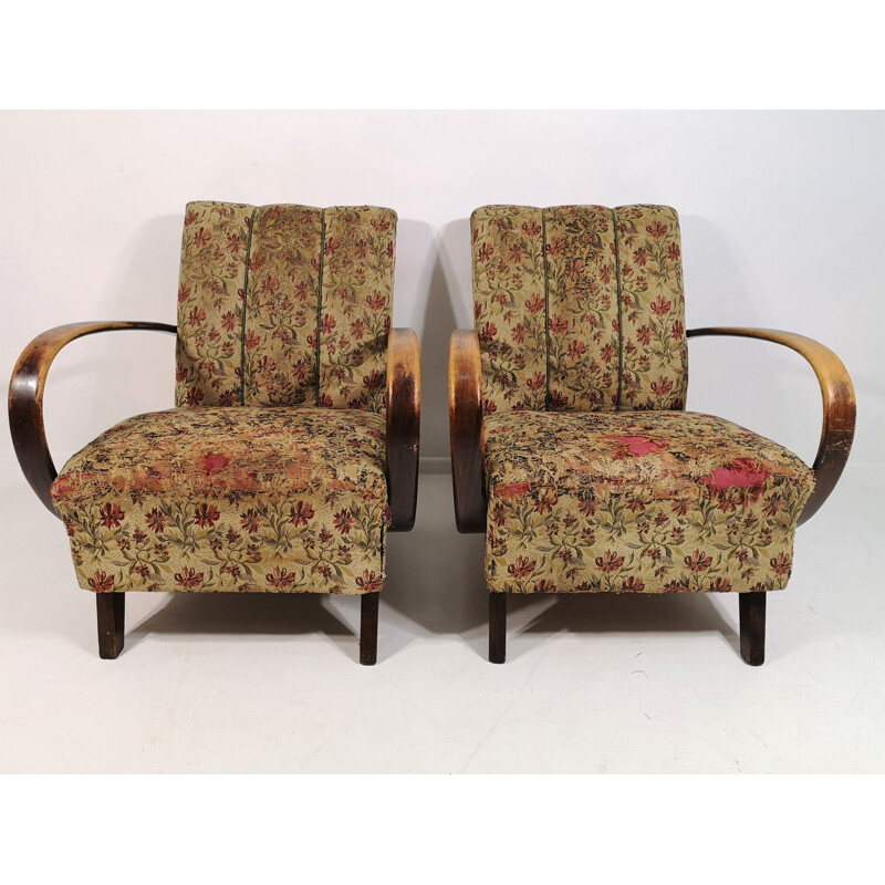 Pair of Vintage Armchairs by Jindřich Halabala, Art Deco 1950s