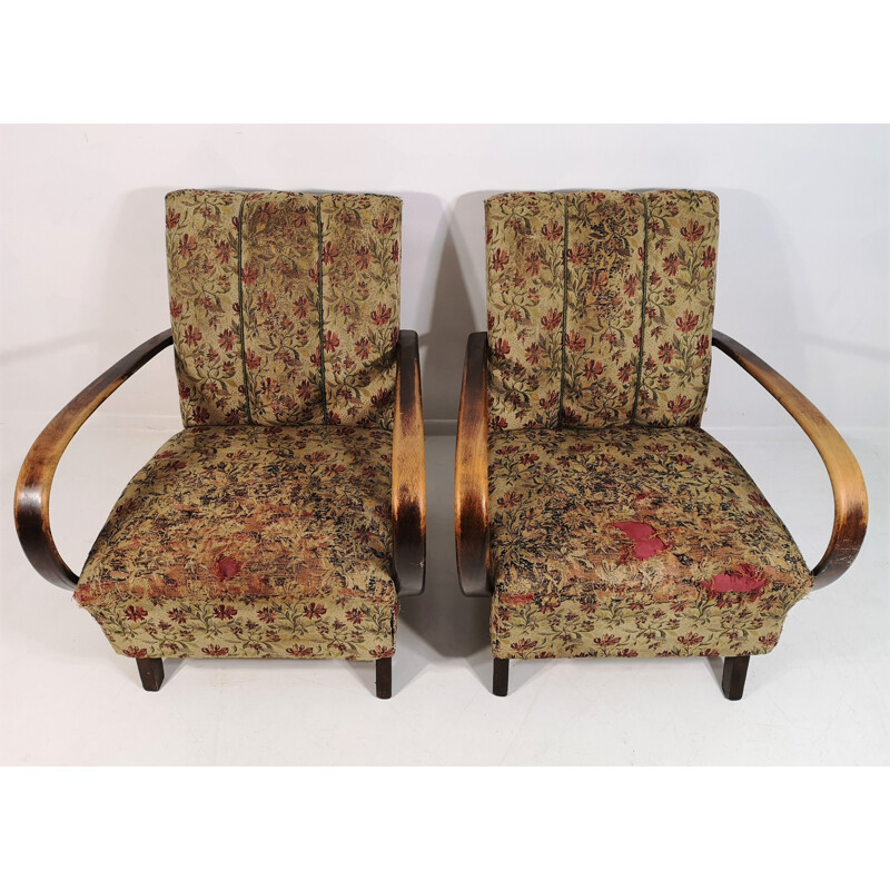 Pair of Vintage Armchairs by Jindřich Halabala, Art Deco 1950s