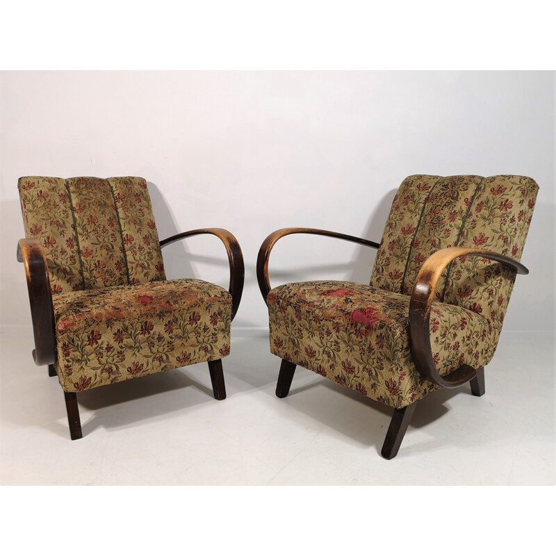 Paire de fauteuils vintage par Jindřich Halabala, Art Déco 1950