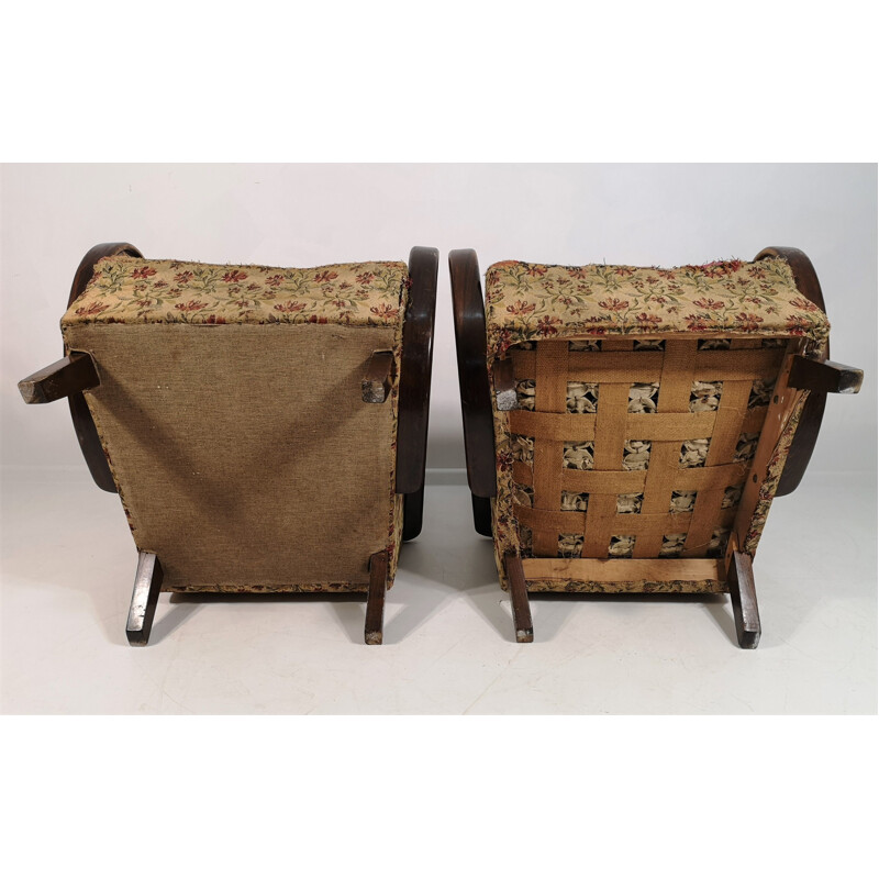 Pair of Vintage Armchairs by Jindřich Halabala, Art Deco 1950s