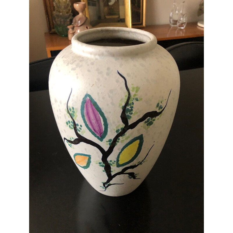 Vintage vase with leaf design, 1950