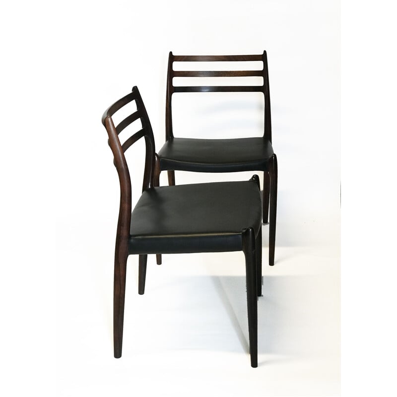 Set of 4 vintage chair Møller Model 78 rosewood, Niels Otto Møller 1962