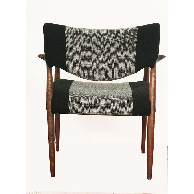 Rosewood Armchair with new black wool fabric, 1960s