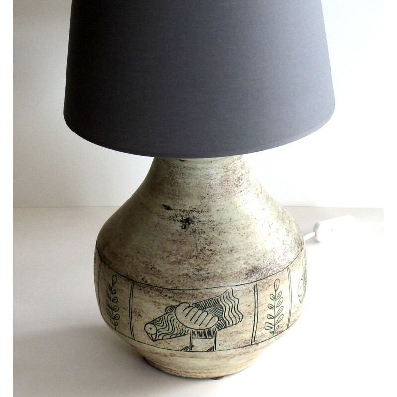 Large vintage ceramic lamp by Jacques Blin 1950