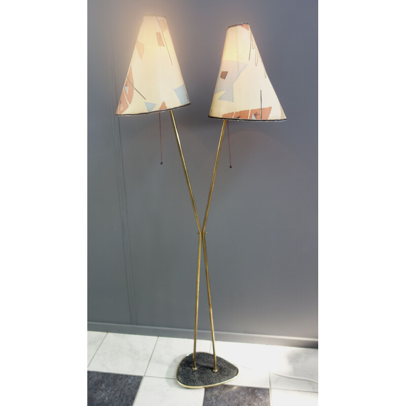 Vintage floorlamp 2 shades MCM 1950s